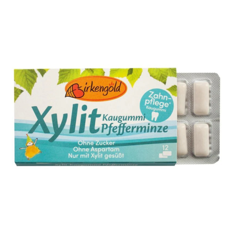 Pipirmečių skonio kramtomoji guma, be pridėtinio cukraus | Birkengold (17 g)