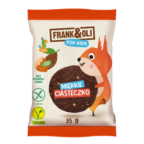 Lazdyno riešutų ir kakavos sausainis vaikams, be glitimo | Frank&Oli (35 g)