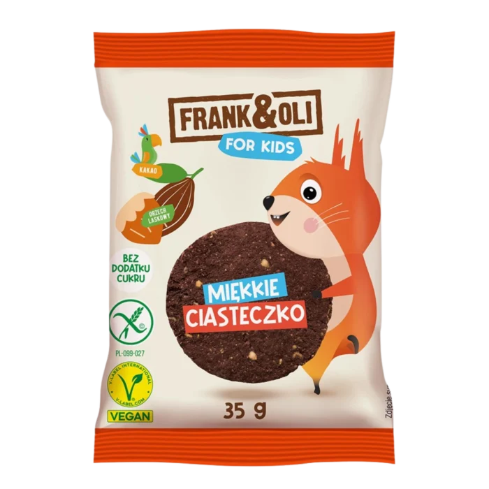 Lazdyno riešutų ir kakavos sausainis vaikams, be glitimo | Frank&Oli (35 g)