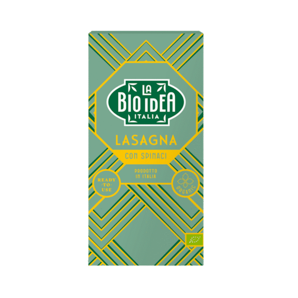 Ekologiškų pilno grūdo manų kruopų lazanijos lakštai su džiovintais špinatais | La BIO IDEA (250 g)