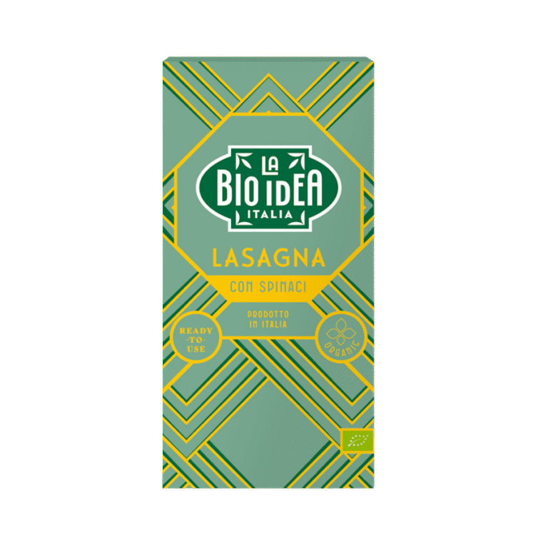 Ekologiškų pilno grūdo manų kruopų lazanijos lakštai su džiovintais špinatais | La BIO IDEA (250 g)