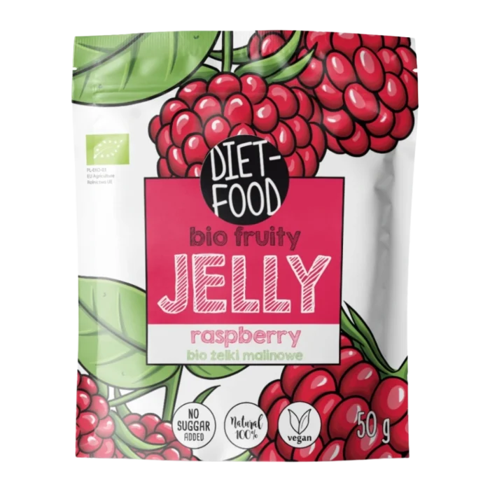 Ekologiškos aviečių skonio juostelės, be dažiklių, be konservantų | DIET-FOOD (50 g)