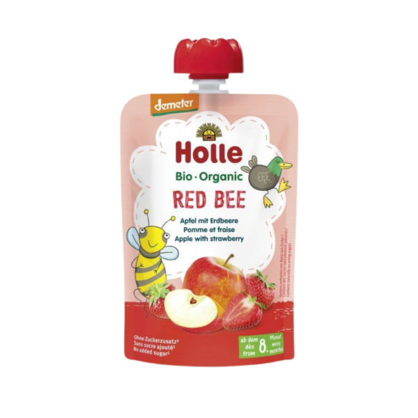 Ekologiška obuolių ir braškių tyrelė | HOLLE (100 g)