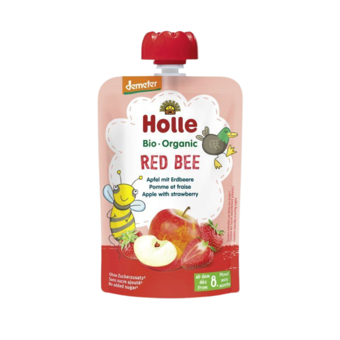 Ekologiška obuolių ir braškių tyrelė | HOLLE (100 g)