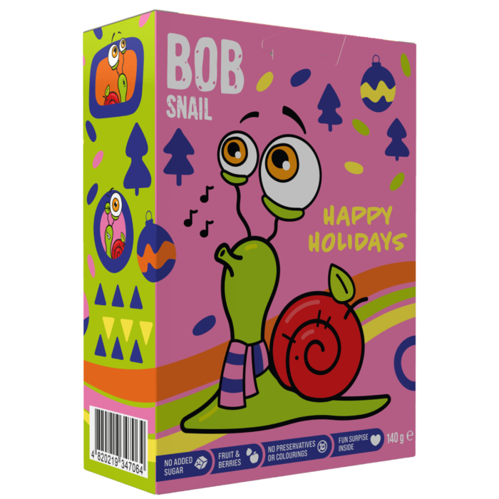 Kalėdinis vaisių užkandžių rinkinys su žaisliuku ir lipdukais | Bob Snail (140 g)