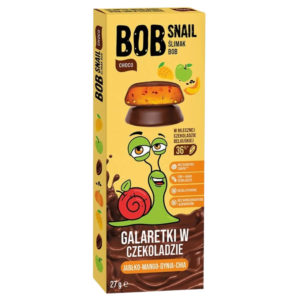 Obuolių - mangų - moliūgų - chia drebutis padengtas šokoladu, be pridėtinio cukraus | Bob Snail (27 g)