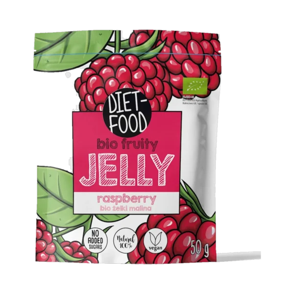 Ekologiškos aviečių skonio juostelės, be dažiklių, be konservantų | DIET-FOOD (50 g)