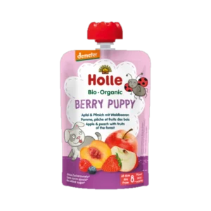 Ekologiška obuolių, persikų ir uogų tyrelė BERRY PUPPY | Holle (100 g)