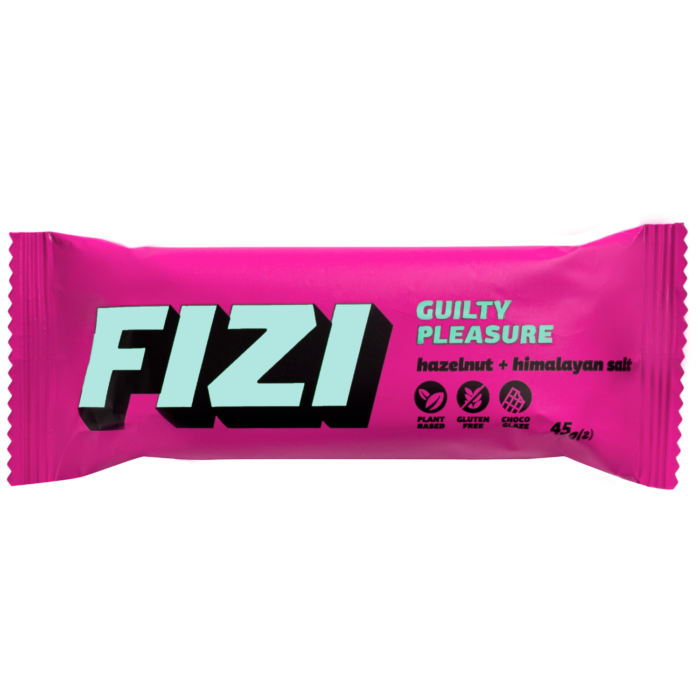 Batonėlis su šokolado glazūra "HAZELNUT + HIMALAYAN SALT", be pridėtinio cukraus | Fizi (45 g)