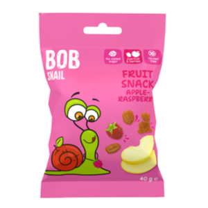 Vaisių užkandis obuolys - avietė, be glitimo | Bob Snail (40 g)
