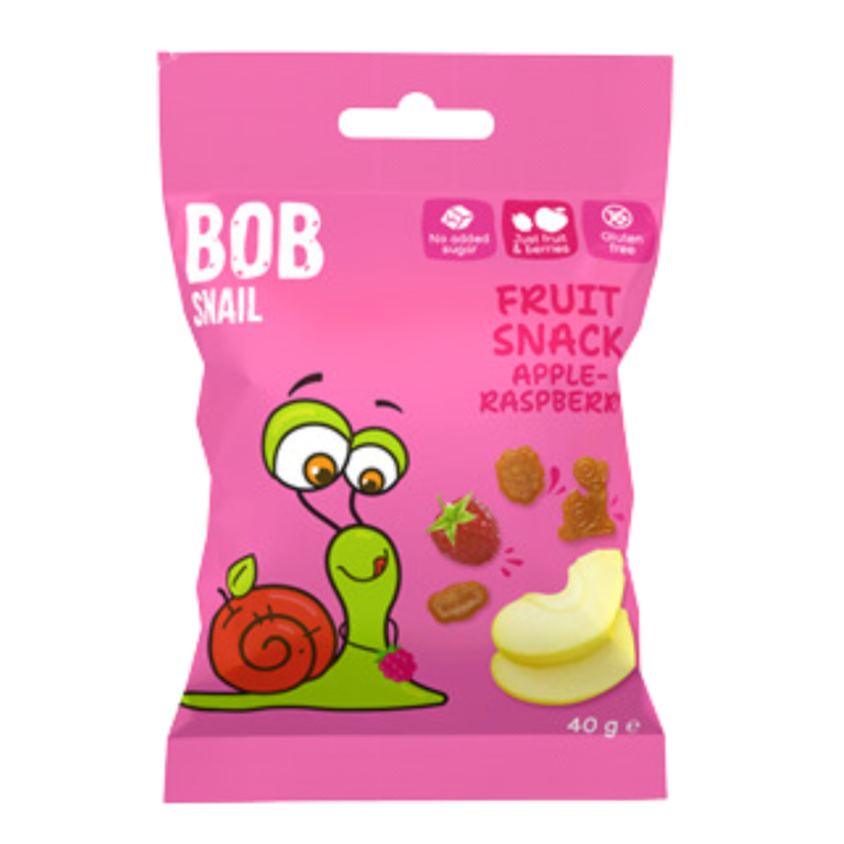 Vaisių užkandis obuolys - avietė, be glitimo | Bob Snail (40 g)