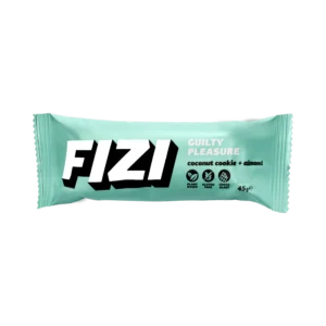 Batonėlis su šokolado glazūra „COCONUT COOKIE + ALMOND” su saldikliais, be pridėtinio cukraus | Fizi (45 g)
