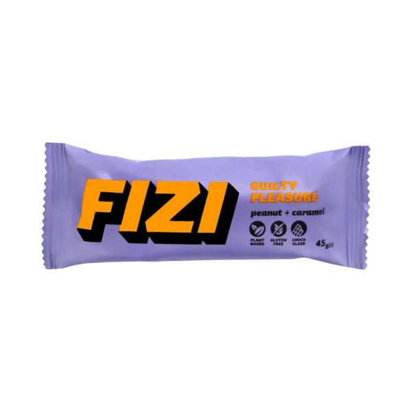 Batonėlis su šokolado glazūra „PEANUT + CARAMEL” su saldikliais, be pridėtinio cukraus | Fizi (45 g)
