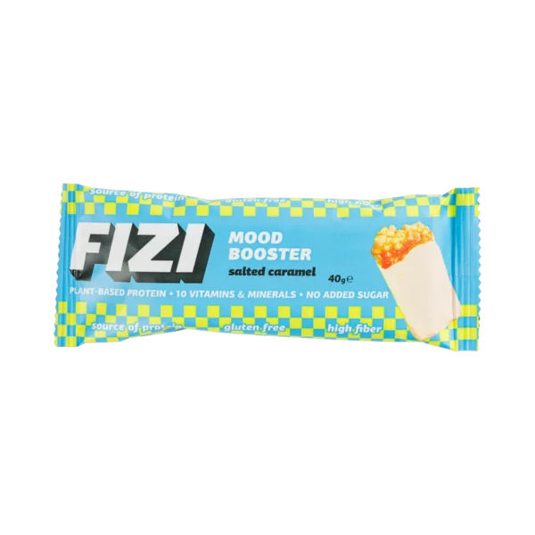 Batonėlis su šokolado glazūra „SALTED CARAMEL” su saldikliais, be pridėtinio cukraus | Fizi (40 g)