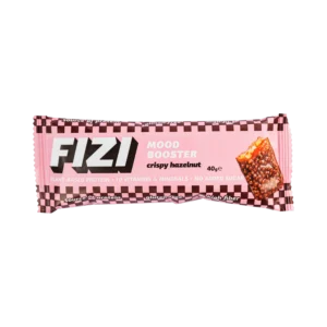 Batonėlis su šokolado glazūra „CRISPY HAZELNUT” su saldikliais, be pridėtinio cukraus | Fizi (40 g)