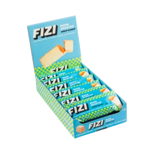 Dėžutė batonėlių su šokolado glazūra „SALTED CARAMEL” su saldikliais, be pridėtinio cukraus | Fizi (12 x 40 g)