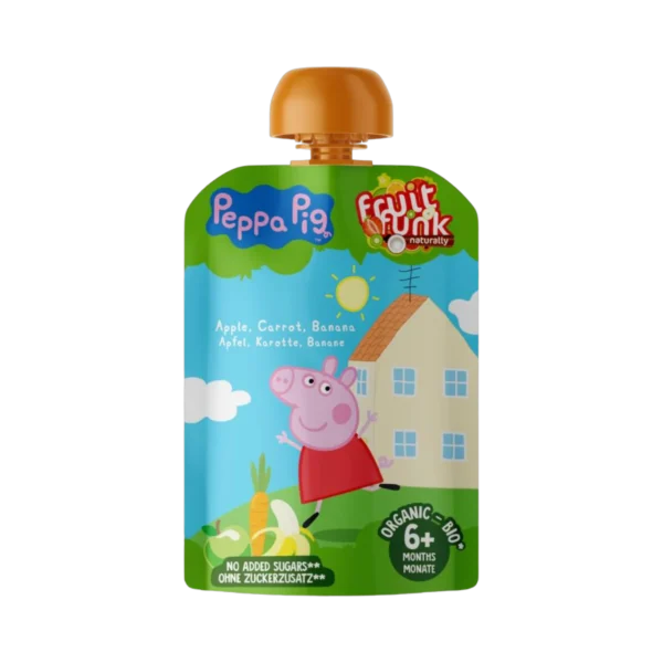 Ekologiška obuolių, morkų ir bananų tyrelė, be pridėtinio cukraus | FruitFunk (90 g)