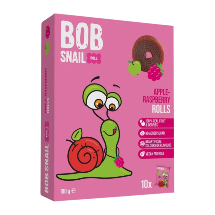 Obuolių ir aviečių suktinukų rinkinys, be pridėtinio cukraus | Bob Snail (10 x 10 g)