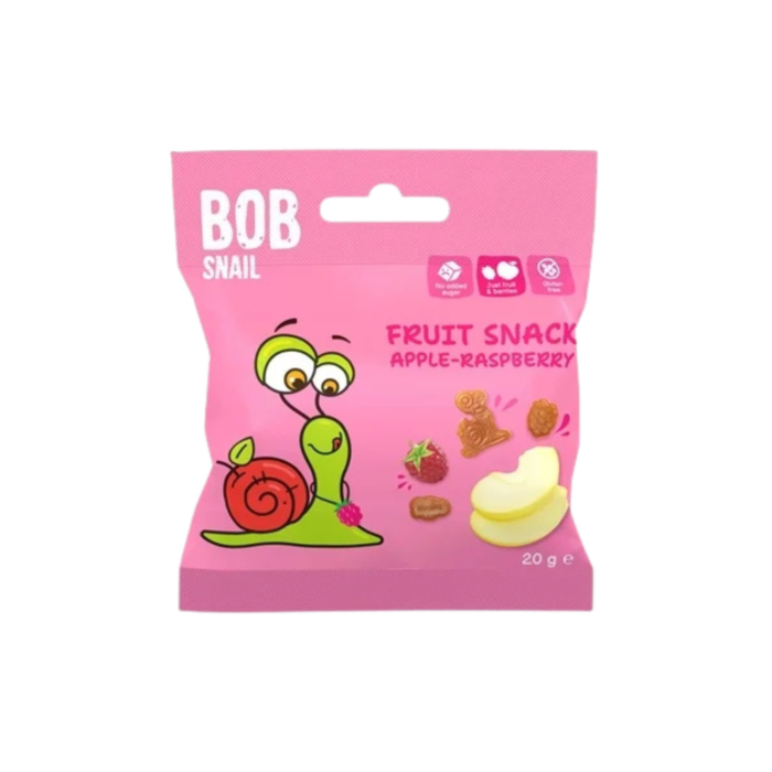 MINI vaisių užkandis obuolys - avietė, be glitimo | Bob Snail (20g)