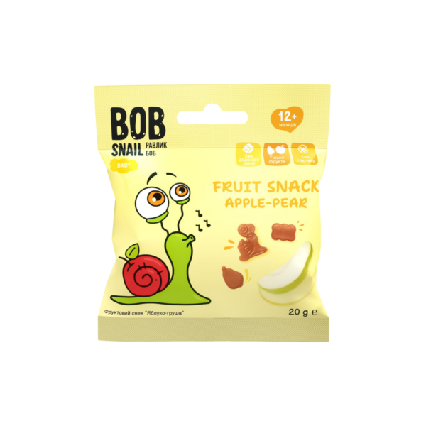 MINI obuolių - kriaušių užkandis, be glitimo | Bob Snail (20g)