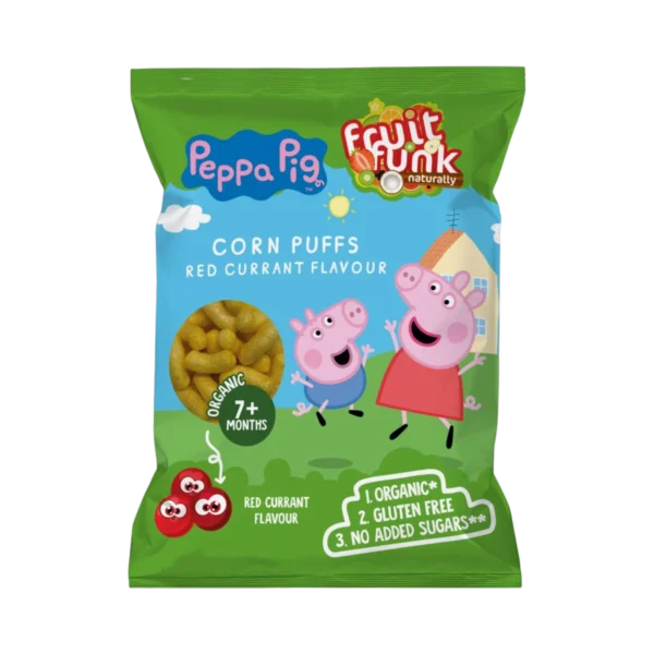 Ekologiški kukurūzai raudonųjų serbentų skonio, be glitimo | FruitFunk (50 g)