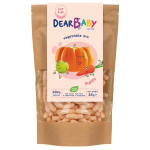 Daržovių mišinio skonio lęšių, kukurūzų užkandis - 20% BALTYMŲ | Dear baby (25 g)