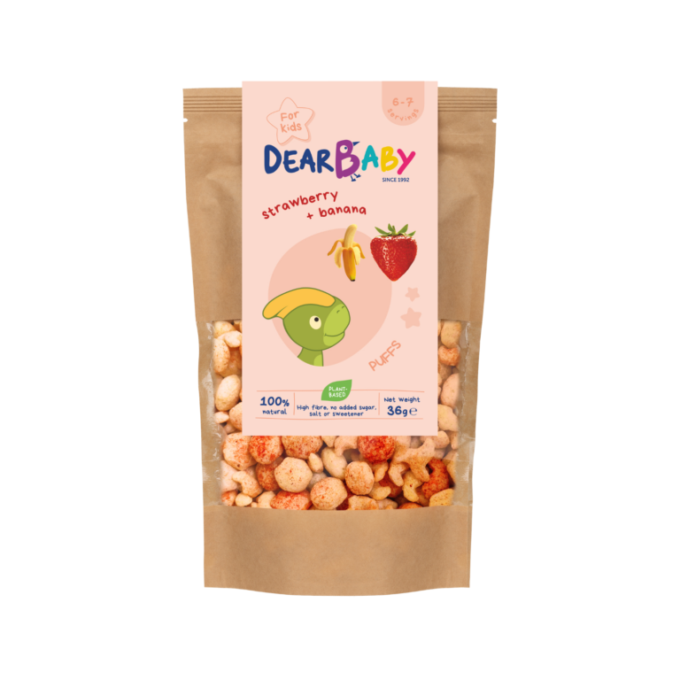 Braškių ir bananų skonio grūdų užkandis | Dear baby (36 g)