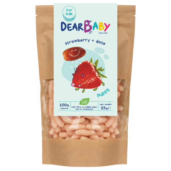 Braškių ir datulių skonio grūdų užkandis | Dear baby (25 g)