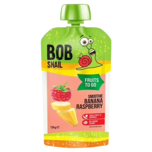 Banano ir aviečių tyrelė, be pridėtinio cukraus | Bob Snail (120 g)