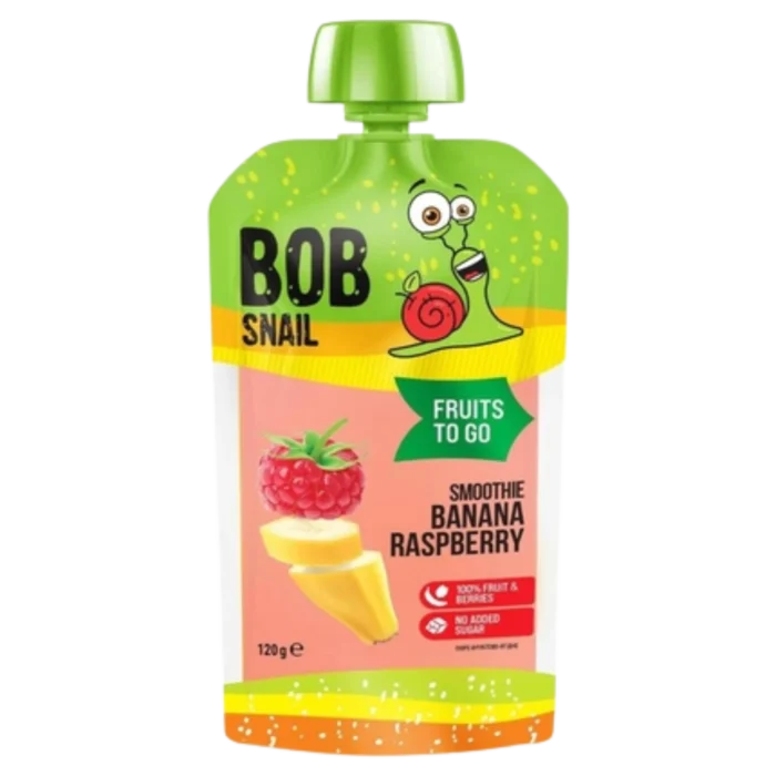 Banano ir aviečių tyrelė, be pridėtinio cukraus | Bob Snail (120 g)