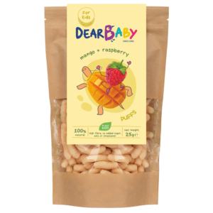 Mangų ir aviečių skonio grūdų užkandis | Dear baby (25 g)