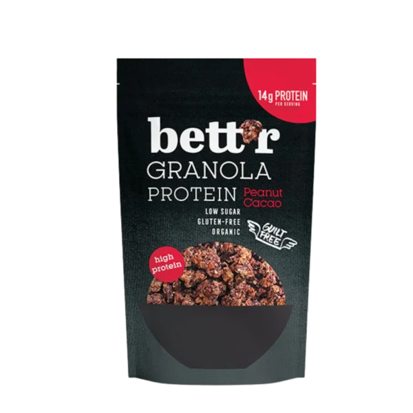Ekologiška baltymininė granola su žemės riešutais ir kakava, be glitimo | bett'r (300 g)
