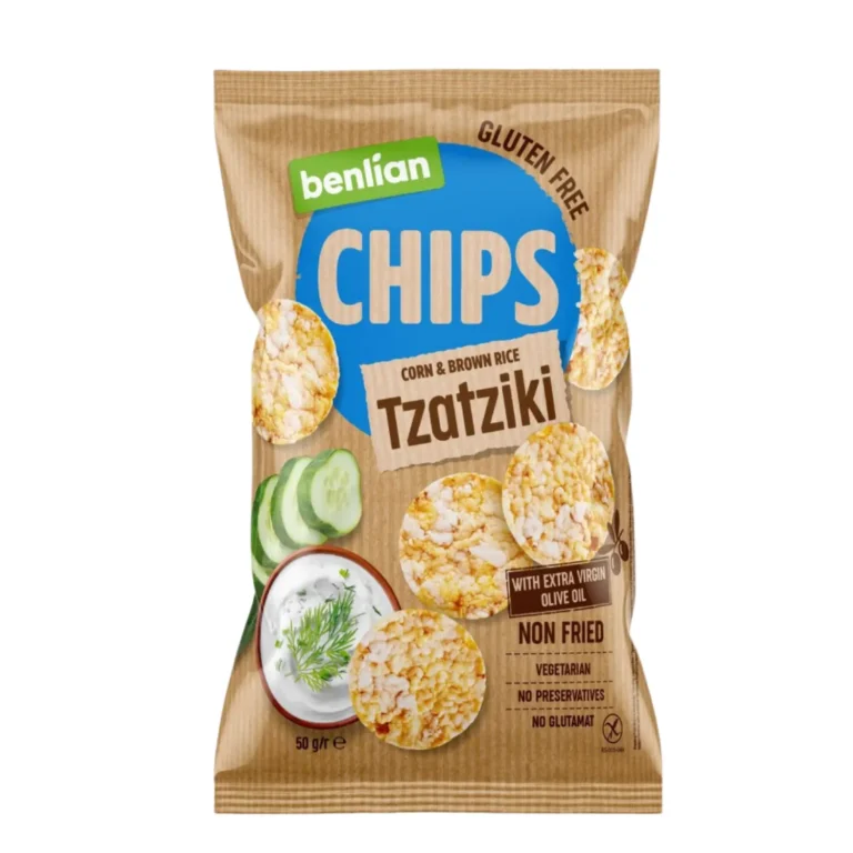 Kukurūzų ir ryžių traškučiai su Tzatziki prieskoniais | Benlian (50 g)