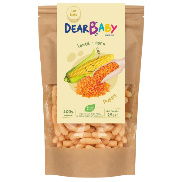 Lęšių, kukurūzų užkandis - 22% BALTYMŲ | Dear baby (25 g)