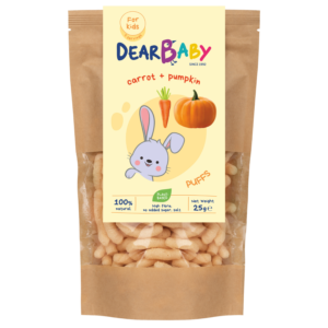 Morkų ir moliūgų skonio grūdų užkandis | Dear baby (25 g)