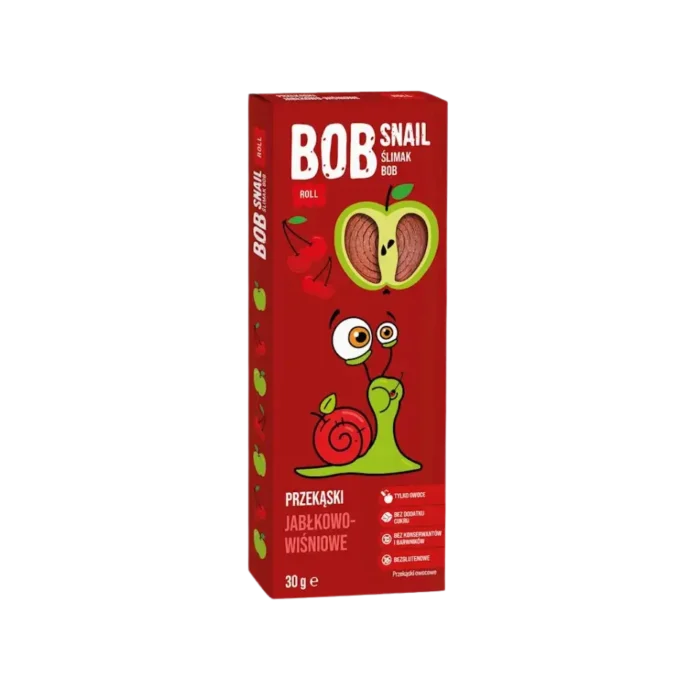 Obuolių ir vyšnių užkandis, be pridėtinio cukraus | Bob Snail (30 g)