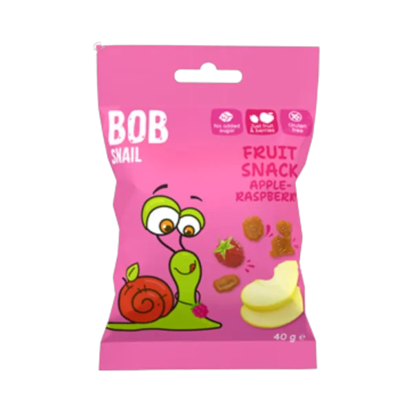 Vaisių užkandis obuolys - avietė, be glitimo | Bob Snail (40 g)