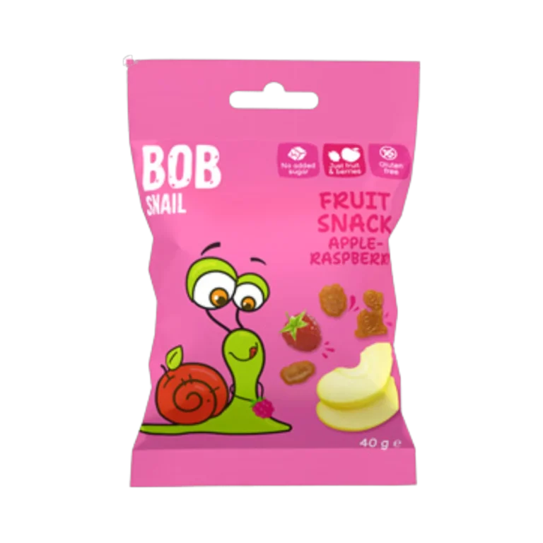 Vaisių užkandis obuolys - avietė, be glitimo | Bob Snail (40 g)