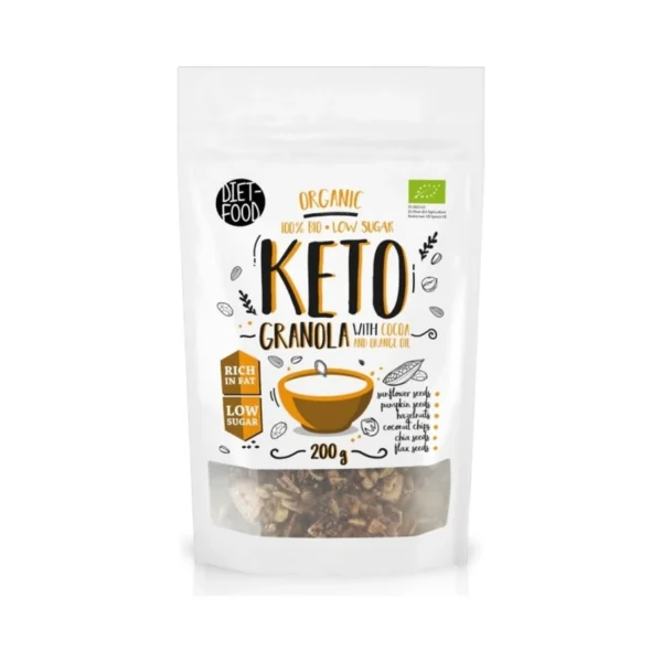 Ekologiška KETO granola su kakava, su saldikliu | DIET-FOOD (200 g)