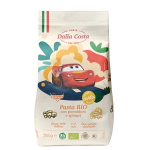 Ekologiški vaikiški 3 spalvų kvietiniai makaronai, Disney Auto | Dalla Costa (300 g)