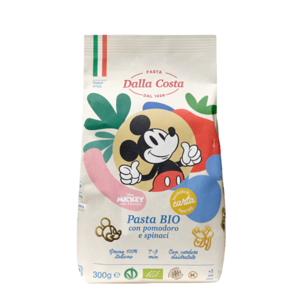 Ekologiški vaikiški 3 spalvų kvietiniai makaronai, DISNEY MICKEY | Dalla Costa (300 g)