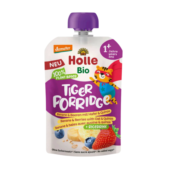 Ekologiška košė - tyrelė TIGER su bananais ir uogomis | HOLLE (110 g)
