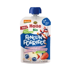 Ekologiška košė – tyrelė PENGUIN su braškėmis ir mėlynėmis | Holle (110 g)