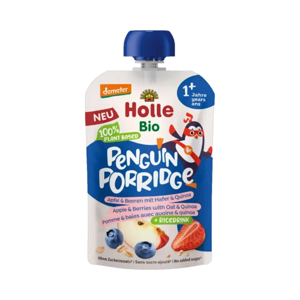 Ekologiška košė – tyrelė PENGUIN su braškėmis ir mėlynėmis | Holle (110 g)