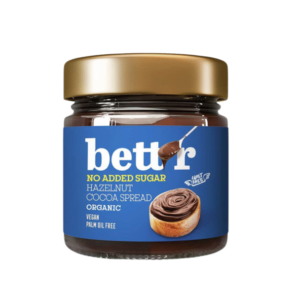 Ekologiškas lazdyno riešutų ir kakavos kremas, be pridėtinio cukraus | BETT'R (250 g)