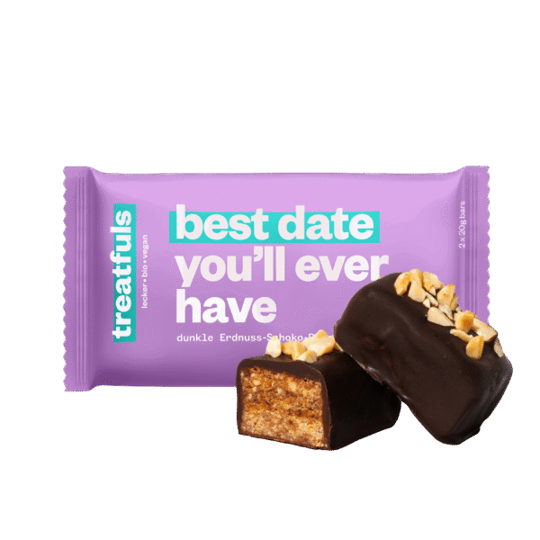 Ekologiškas žemės riešutų ir juodo šokolado batonėlis BEST DATE YOU'LL EVER HAVE, be glitimo | treatfuls (2x20 g)