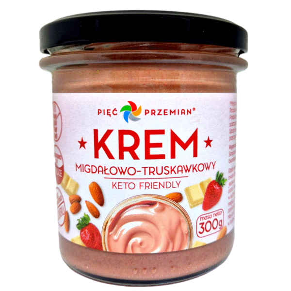 Migdolų ir braškių kremas, be glitimo, be pridėtinio cukraus | PIEC PRZEMIAN (300 g)
