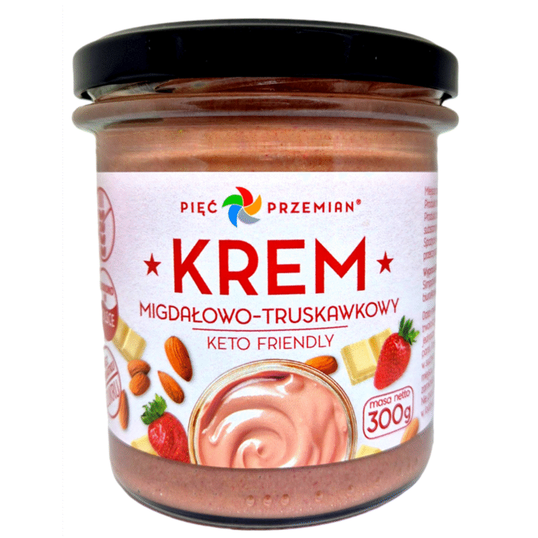 Migdolų ir braškių kremas, be glitimo, be pridėtinio cukraus | PIEC PRZEMIAN (300 g)