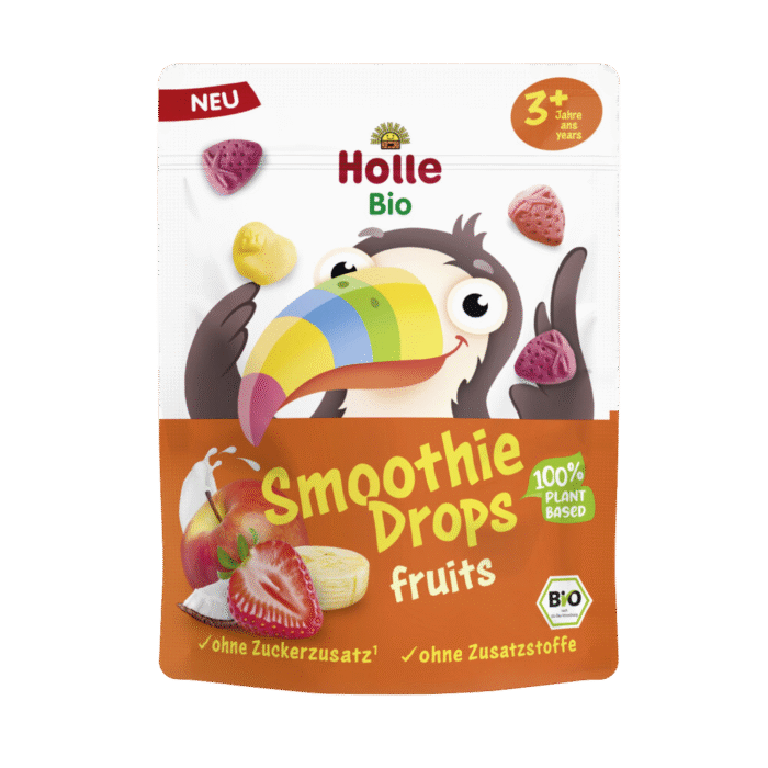 Ekologiškas liofilizuotų obuolių, kokosų, mangų, bananų ir braškių užkandis vaikams | Holle (15 g)