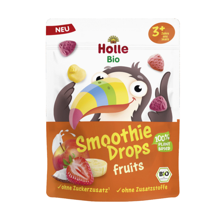 Ekologiškas liofilizuotų obuolių, kokosų, mangų, bananų ir braškių užkandis vaikams | Holle (15 g)